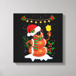 Fußball Snowman Weihnachtsmannmütze Frohe Weihnach Leinwanddruck
