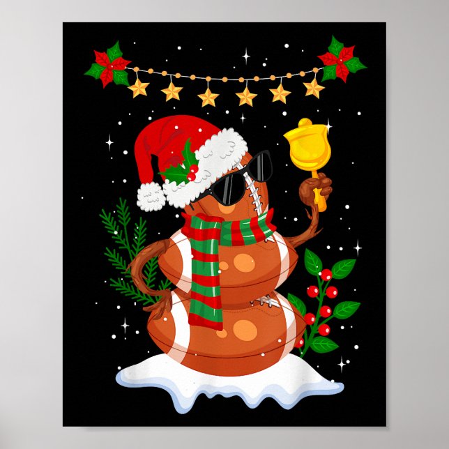Fußball Snowman Weihnachtsmannmütze Frohe Weihnach Poster (Vorne)