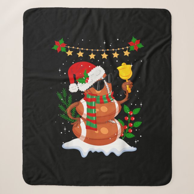 Fußball Snowman Weihnachtsmannmütze Frohe Weihnach Sherpadecke (Vorderseite)