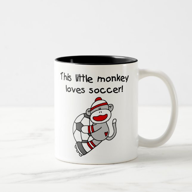 Fußball-Socken-Affe Zweifarbige Tasse (Rechts)