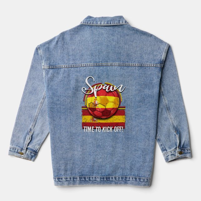Fußball-Spanien-Flagge, Retro-Fußball Jeansjacke (Rückseite)