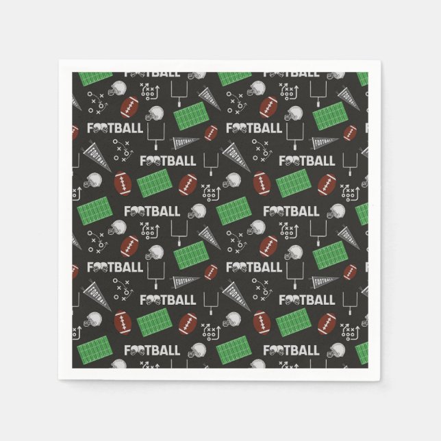Fußball Spaß auf schwarz Serviette (Vorderseite)