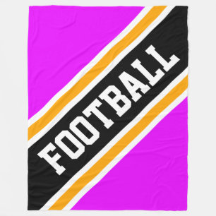 FUSSBALL Spaß Diagonal Pink Schwarz Gelbe Streifen Fleecedecke
