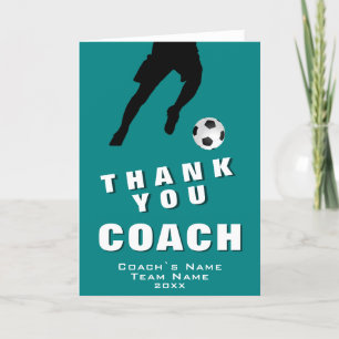 Fußball-Spieler Aquamarin Vielen Dank Coach Card Dankeskarte