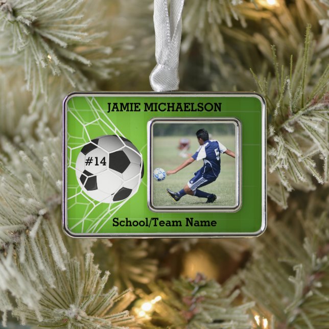 Fußball-Spieler behalten Sake Rahmen-Ornament Silber (Baum)