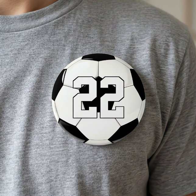 Fußball-Spieler benutzerdefinierte Jersey-Nummer/T Button (Custom soccer button with personalized player jersey number or letters.)