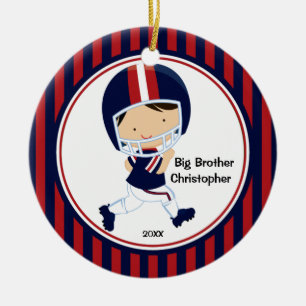 Fußball-Spieler-Bruder-Weihnachtsverzierung Keramikornament