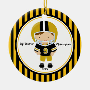 Fußball-Spieler-Bruder-Weihnachtsverzierung Keramikornament
