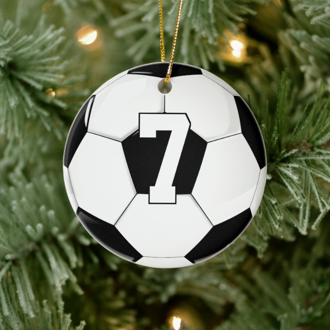 Fußball-Spieler Custom Jersey Nummer Sport Weihnac Keramik Ornament (Baum)