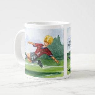 Fußball-Spieler, der einen Ball von Jay Throckmort Jumbo-Tasse