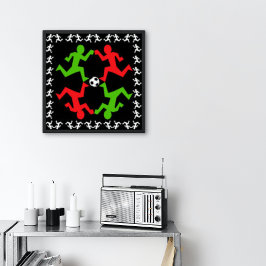 Fußball-Spieler, die auf das kleine Muster laufen Poster