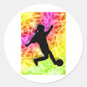Fußball-Spieler & Fluoreszenz-Mosaik Runder Aufkleber