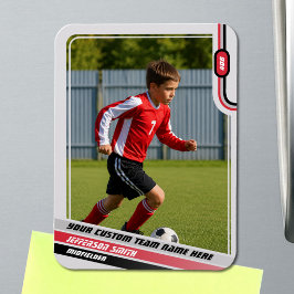 Fußball-Spieler-Handelskarte Light Gray Red Magnet