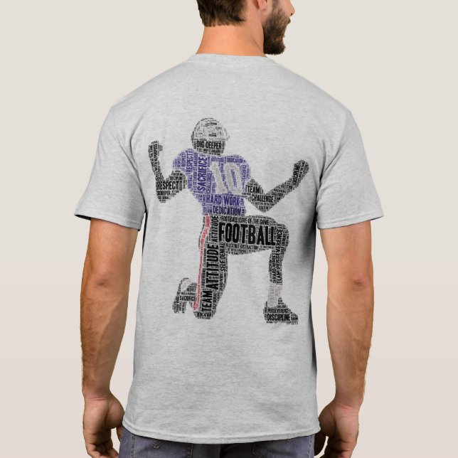 Fußball-Spieler Helm Word Art Team Front Back T-Shirt (Rückseite)