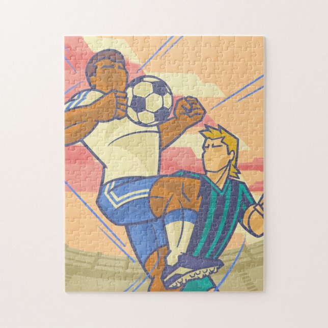 Fußball-Spieler in Aktion Motion Retro Illustratio (Vertikal)