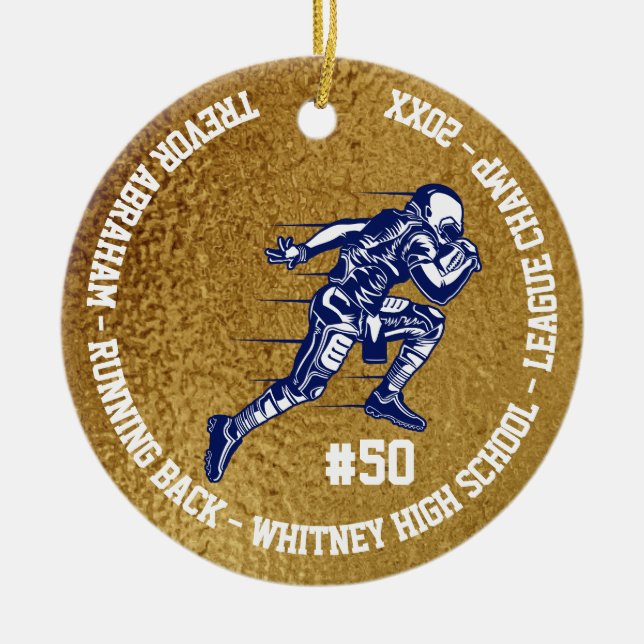Fußball-Spieler-Monogramm-Team-SchulImitat-Gold Keramik Ornament (Vorne)