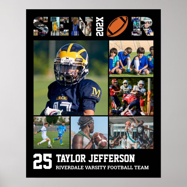 Fußball-Spieler Senior Night Sports Foto Collage Poster (Vorne)