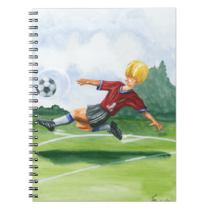 Fußball-Spieler spielen einen Ball von Jay Throckm Notizblock