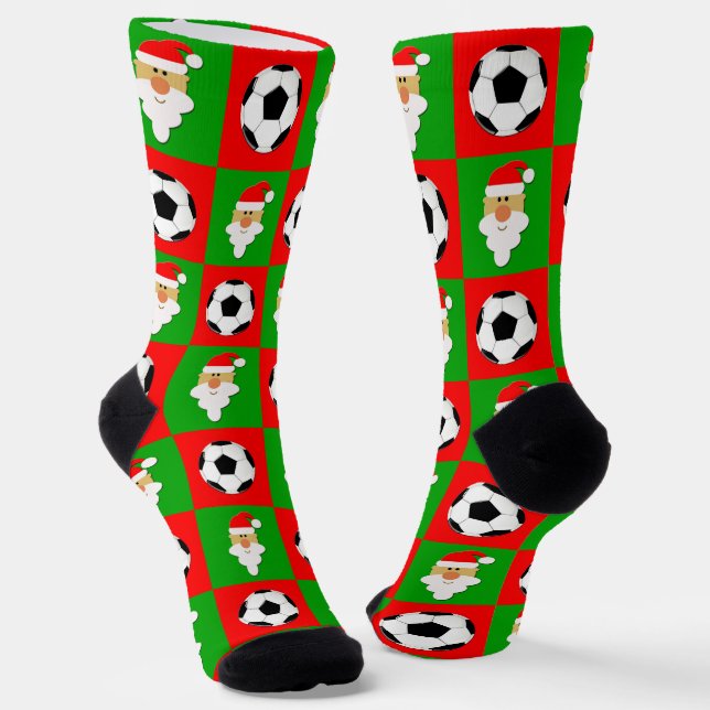 Fußball-Spieler Weihnachten Muster Spaß Urlaub Socken (Gewinkelt)