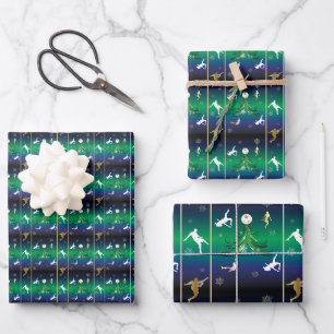 Fußball-Spieler Weihnachtsbaum zu Weihnachten Geschenkpapier Set