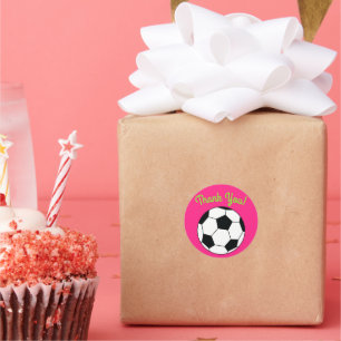 Fußball Sport Geburtstagsparty Danke Pink Runder Aufkleber