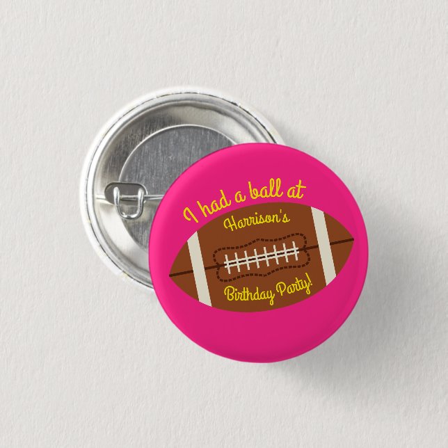 Fußball Sport Geburtstagsparty Pink Button (Vorne & Hinten)