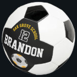 Fußball-Sport - Gold, Schwarz und Weiß Fußball<br><div class="desc">Fußball. Dies ist das ideale Geschenk für einen Fußballspieler, einen Fan oder für Schulfußballmannschaften. ⭐ Dieses Produkt ist zu 100% benutzerdefinierbar. Grafiken und Text können hinzugefügt, gelöscht, verschoben, verändert, verändert, gedreht usw... ⭐ 99% meiner Designs in meinem Geschäft sind in Schichten gemacht. Damit können Sie die Größe und den Text...</div>