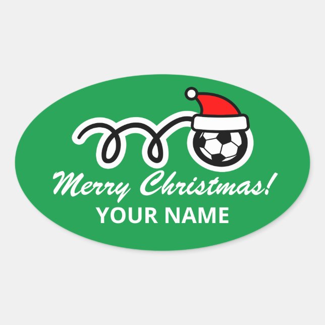 Fußball Sport große Weihnachtsgeschenk-Aufkleber Ovaler Aufkleber (Vorderseite)