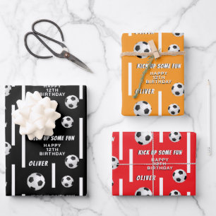 Fußball Sport Kinder Geburtstagsfeier Geschenkpapier Set