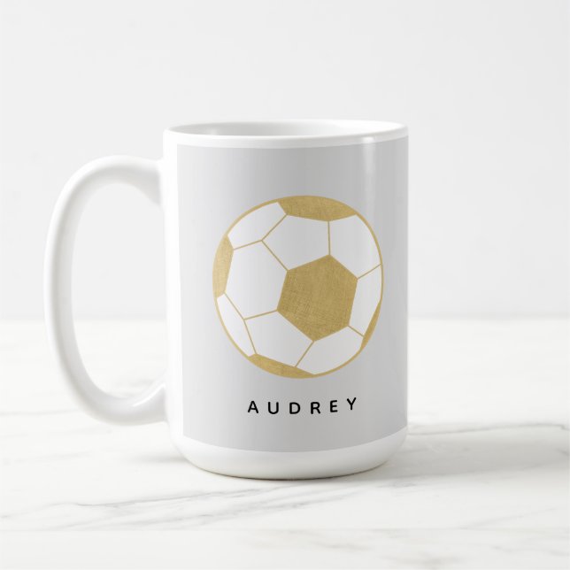 Fußball-Sportgeschenk Individuelle Name Gold Kaffeetasse (Links)