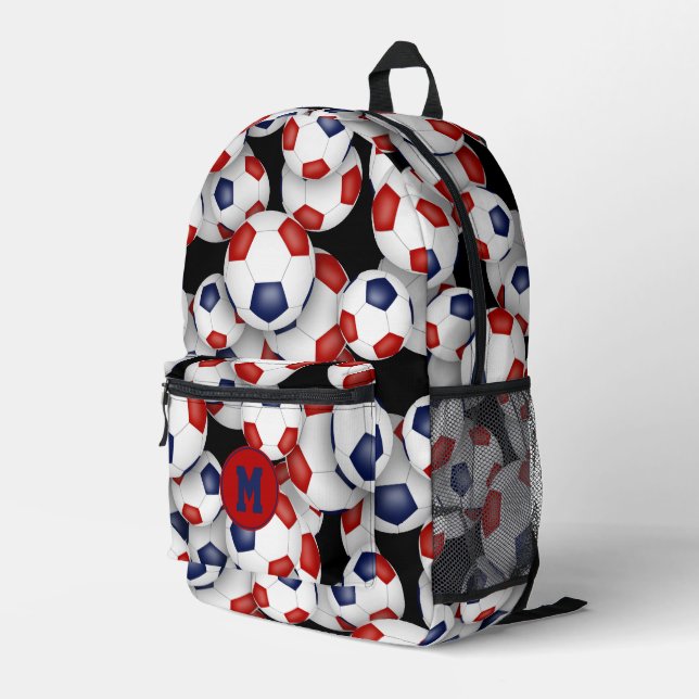 Fußball-Sportler Rot-Mannschaft Farben Bedruckter Rucksack (Rückseitige Ecke Rechts)