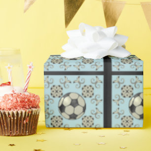 Fußball Sportliches GeschenkpapierBaby Blau 2 Geschenkpapier