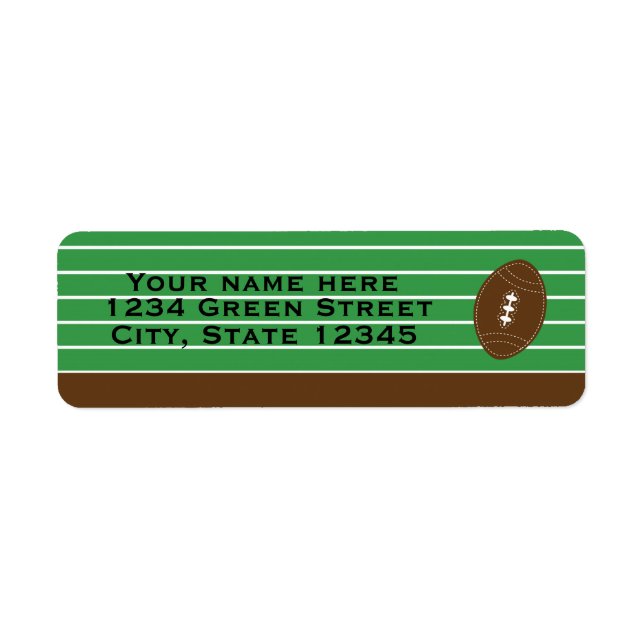 Fußball Sports Green Brown Party-Adressetikett (Vorne)