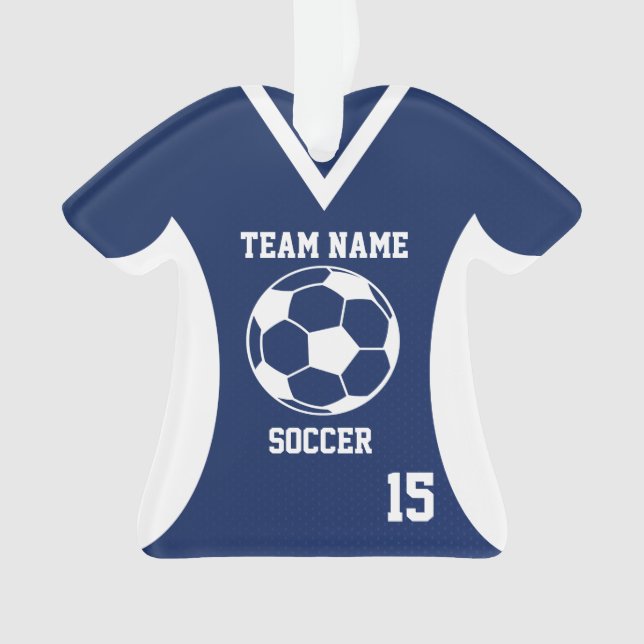 Fußball Sports Jersey Blue mit Foto Ornament (Vorderseite)