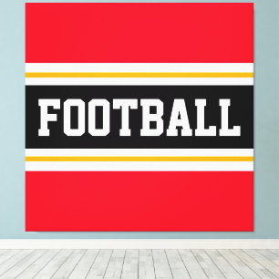 FUSSBALL Sporty Red Schwarz-weiß Gelb Streifen Leinwanddruck