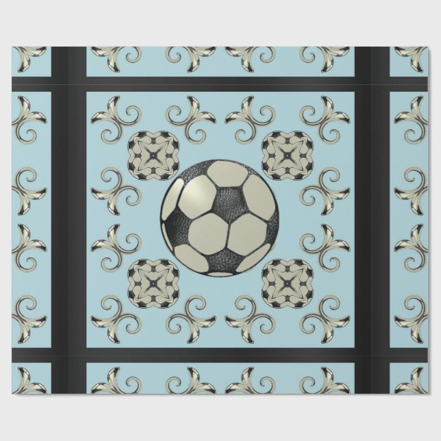 Fußball Sporty Wrapping PaperBaby Blue 2 Geschenkpapier (Flach)