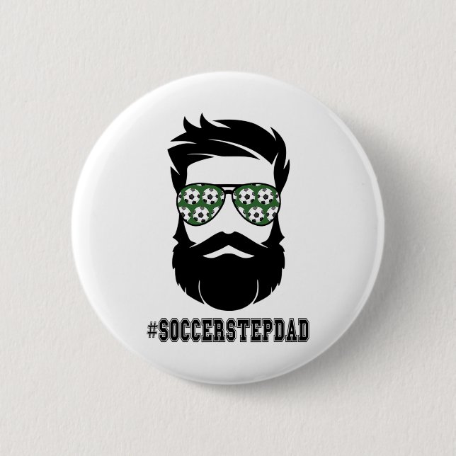 Fußball Stepdad mit Bart Step Vater Step Button (Vorderseite)