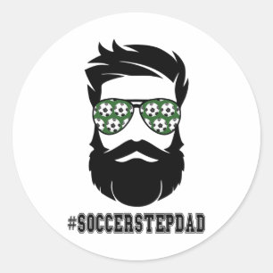Fußball Stepdad mit Bart Step Vater Step Runder Aufkleber
