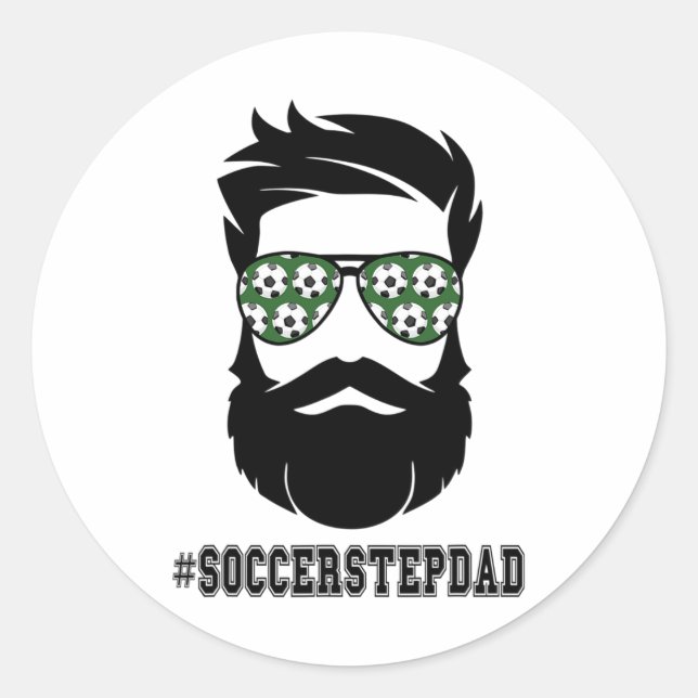 Fußball Stepdad mit Bart Step Vater Step Runder Aufkleber (Vorderseite)