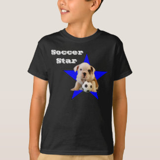 Fußball-Stern-Bulldoggen-Welpen-Dunkelheits-T - T-Shirt
