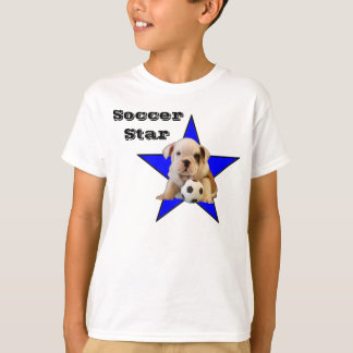 Fußball-Stern-Bulldoggen-Welpen-Licht-T - Shirt