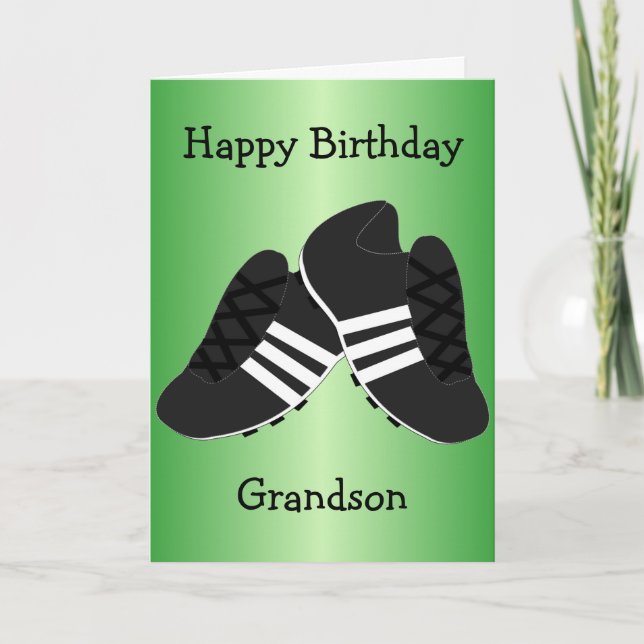 Fußball Stiefel Personalisiert Grandson Geburtstag Karte (Vorderseite)