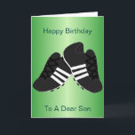 Fußball Stiefel Personalisierter Sohn Geburtstag Karte<br><div class="desc">Geburtstag Gruß Karte Fußball Stiefel Design. Sie können diese Geburtstagskarte mit jedem beliebigen Text anpassen und dann ausdrucken und an Sie senden lassen oder sie sofort herunterladen. Sollten Sie Hilfe bei der Anpassung benötigen, kontaktieren Sie uns über den Link auf dieser Seite. Fußball-Design personalisierte Geburtstagskarte, die Sie drucken oder sofort...</div>
