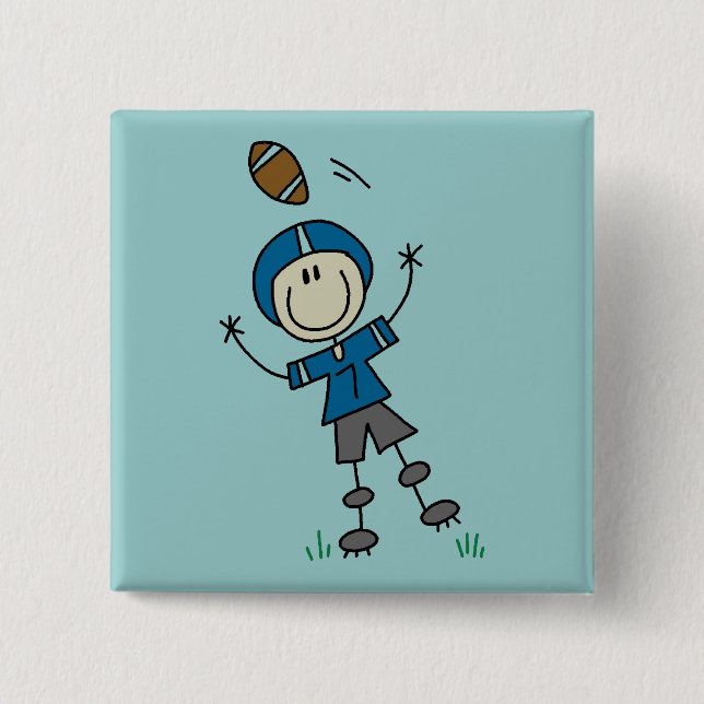 Fußball-Strichmännchen Blau Button (Vorderseite)