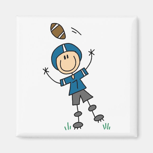 Fußball-Strichmännchen Blau Magnet (Vorne)