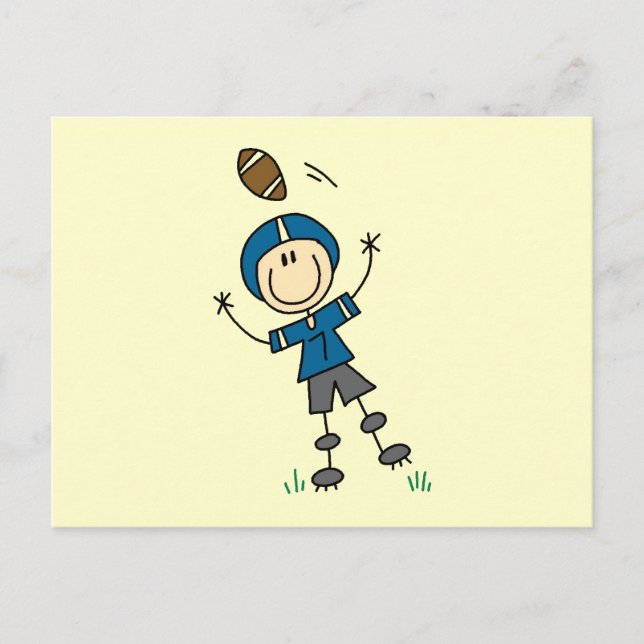 Fußball-Strichmännchen Blau Postkarte (Vorderseite)