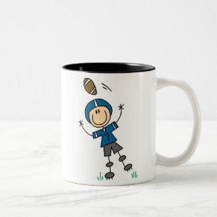 Fußball-Strichmännchen Blau Zweifarbige Tasse