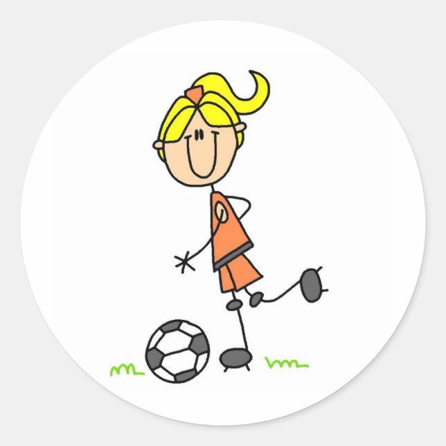 Fußball-Strichmännchen Runder Aufkleber (Vorderseite)
