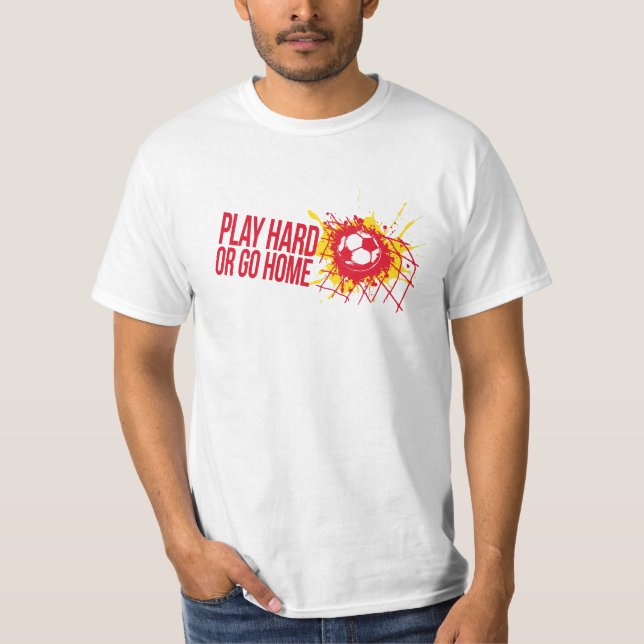 Fußball T - Shirt mit rotem Slogan (Vorderseite)