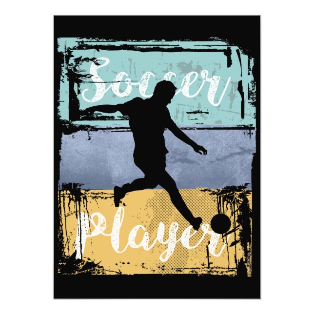 Fußball-T-Shirt - Vintager Retro-Fußballspieler Fotodruck (Vorne)